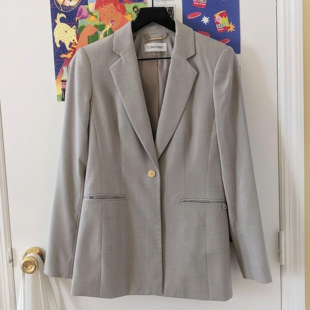 Calvin Klein Plaid Suit Jacket Blazer Size 2